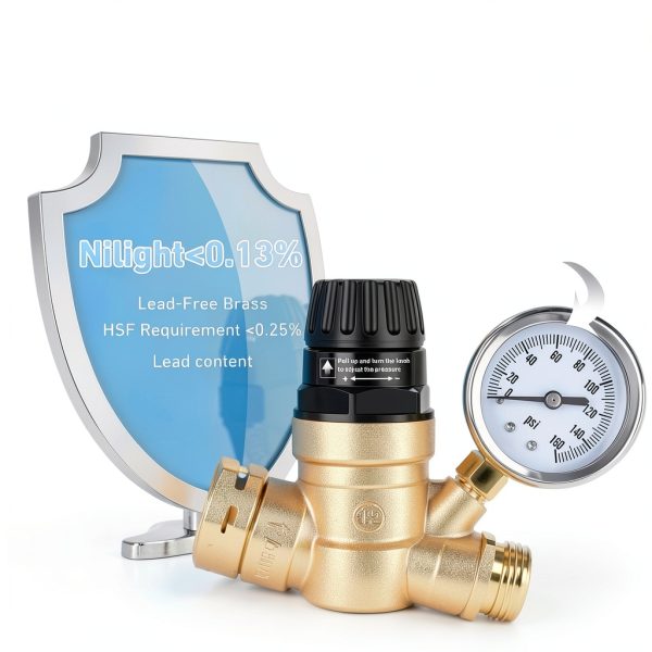 Nilight RV Water Pressure Regulator Brass Adjustable Handle-2