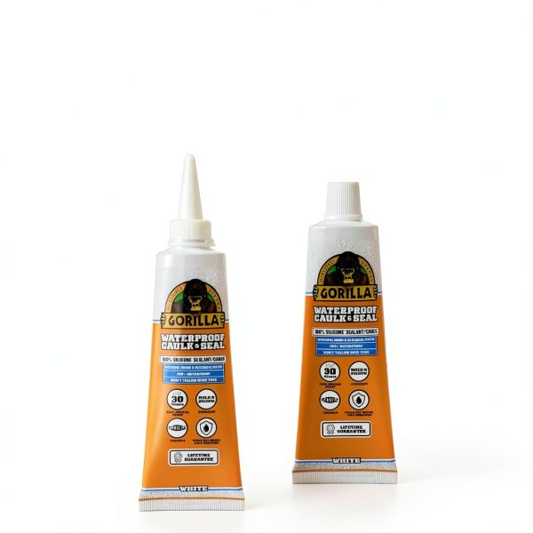 Gorilla 100% Silicone Caulk White 2.8oz Pack of 2 Waterproof Sealant-4