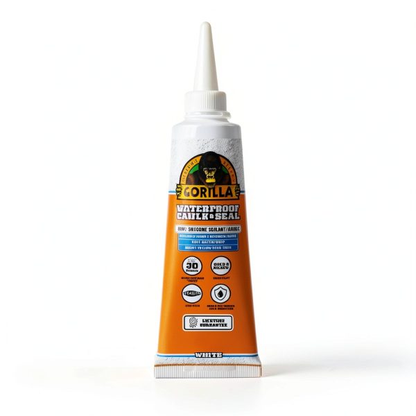 Gorilla 100% Silicone Caulk White 2.8oz Pack of 2 Waterproof Sealant-1